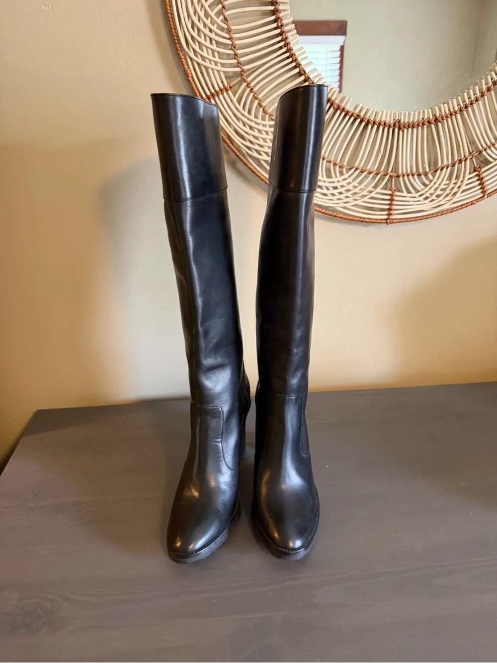 Michael Kors Classic Black Leather Knee-High Boots